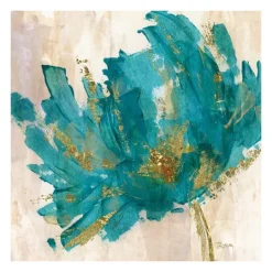 Kirkland's Home Gold And Turquoise Flower Giclee Canvas Art Print- Canvas Art