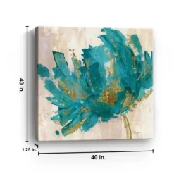Kirkland's Home Gold And Turquoise Flower Giclee Canvas Art Print- Canvas Art