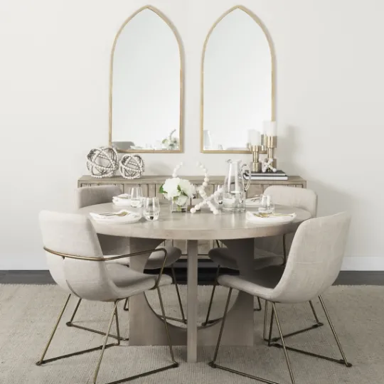 Kirkland's Home Gold And Upholstered Dining Chair- Dining Chairs
