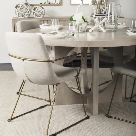 Kirkland's Home Gold And Upholstered Dining Chair- Dining Chairs