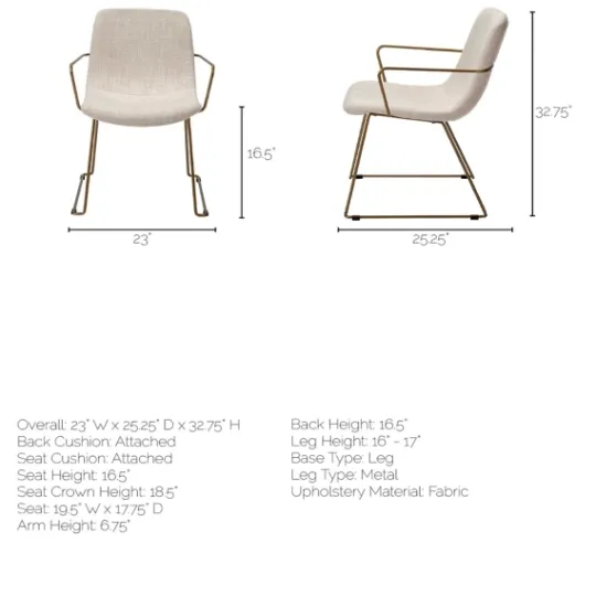 Kirkland's Home Gold And Upholstered Dining Chair- Dining Chairs