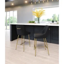 Kirkland's Home Gold And Velvet Counter Stool- Bar Stools & Counter Height Stools
