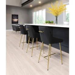 Kirkland's Home Gold And Velvet Counter Stool- Bar Stools & Counter Height Stools