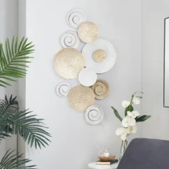 Kirkland's Home Gold And White Round Layered Plates Wall Sculpture- Wall Plaques