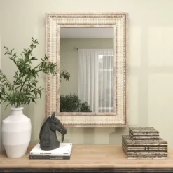 Kirkland's Home Gold And White Washed Carved Frame Mirror- Decorative Mirrors