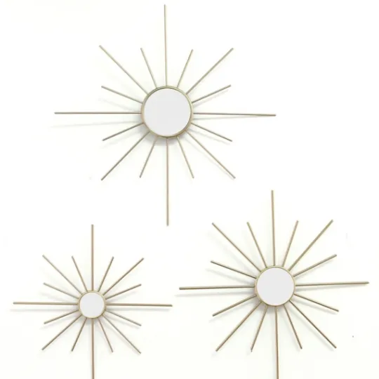 Kirkland's Home Gold Burst Decorative Wall Mirrors, Set Of 3- Decorative Mirrors