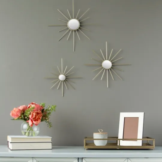 Kirkland's Home Gold Burst Decorative Wall Mirrors, Set Of 3- Decorative Mirrors