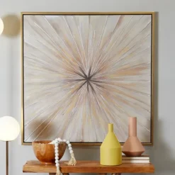 Kirkland's Home Gold Contemporary Burst Framed Canvas Art Print- Canvas Art