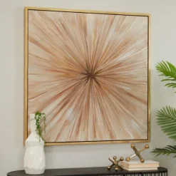 Kirkland's Home Gold Contemporary Burst Framed Canvas Art Print- Canvas Art