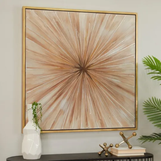 Kirkland's Home Gold Contemporary Burst Framed Canvas Art Print- Canvas Art