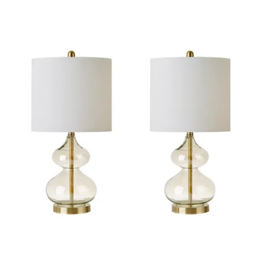 Kirkland's Home Gold Curved Glass Table Lamps, Set Of 2- Table Lamps