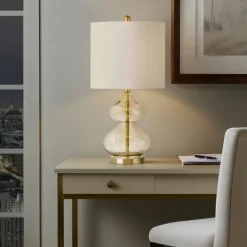 Kirkland's Home Gold Curved Glass Table Lamps, Set Of 2- Table Lamps
