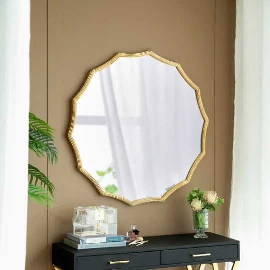 Kirkland's Home Gold Curved Sunburst Wall Mirror- Decorative Mirrors