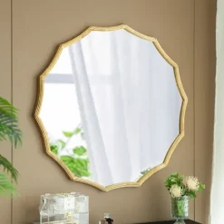 Kirkland's Home Gold Curved Sunburst Wall Mirror- Decorative Mirrors