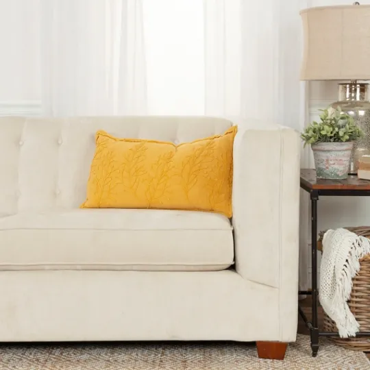Kirkland's Home Gold Embroidered Botanical Pillow- Pillows