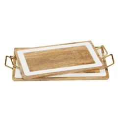 Kirkland's Home Gold Flat Enamel Trim 2-Pc. Decorative Tray Set- Decorative Trays