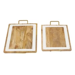 Kirkland's Home Gold Flat Enamel Trim 2-Pc. Decorative Tray Set- Decorative Trays