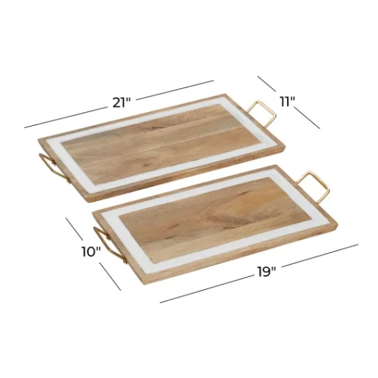 Kirkland's Home Gold Flat Enamel Trim 2-Pc. Decorative Tray Set- Decorative Trays