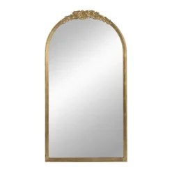 Kirkland's Home Gold Floral Top Arch Frame Floor Mirror, 27X52 In.- Decorative Mirrors