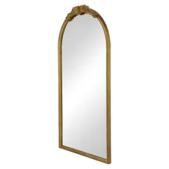 Kirkland's Home Gold Floral Top Arch Frame Floor Mirror, 27X52 In.- Decorative Mirrors