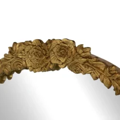 Kirkland's Home Gold Floral Top Arch Frame Floor Mirror, 27X52 In.- Decorative Mirrors