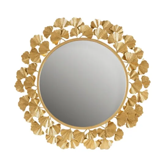 Kirkland's Home Gold Foil Leaf Framed Round Wall Mirror- Decorative Mirrors