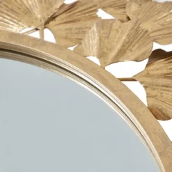 Kirkland's Home Gold Foil Leaf Framed Round Wall Mirror- Decorative Mirrors