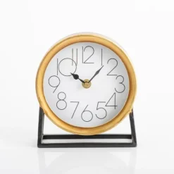 Kirkland's Home Gold Frame Modern Tabletop Clock- Decorative Accents