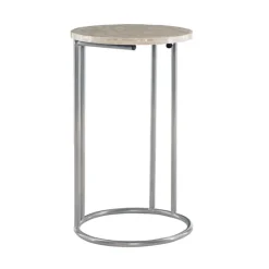 Kirkland's Home Gold Geometric Mosaic Capiz And Metal C-Table- Accent & End Tables