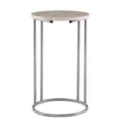 Kirkland's Home Gold Geometric Mosaic Capiz And Metal C-Table- Accent & End Tables