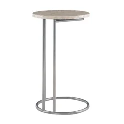 Kirkland's Home Gold Geometric Mosaic Capiz And Metal C-Table- Accent & End Tables