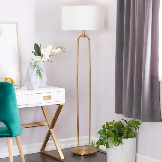 Kirkland's Home Gold Iron Arch Base Floor Lamp- Floor Lamps