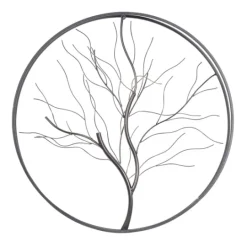 Kirkland's Home Gold Iron Leaf-Less Tree Round Frame Wall Plaque- Wall Plaques