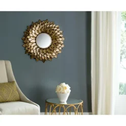 Kirkland's Home Gold Iron Sunburst Round Frame Mirror- Decorative Mirrors