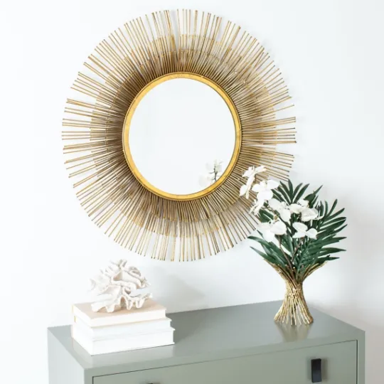 Kirkland's Home Gold Layered Burst Frame Round Wall Mirror- Decorative Mirrors