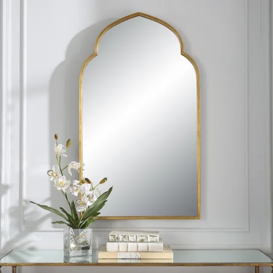 Kirkland's Home Gold Leaf Arched Frame Wall Mirror- Decorative Mirrors