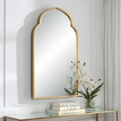 Kirkland's Home Gold Leaf Arched Frame Wall Mirror- Decorative Mirrors