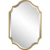 Kirkland's Home Gold Leaf Curved Metal Wall Mirror- Decorative Mirrors