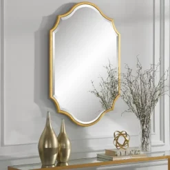 Kirkland's Home Gold Leaf Curved Metal Wall Mirror- Decorative Mirrors