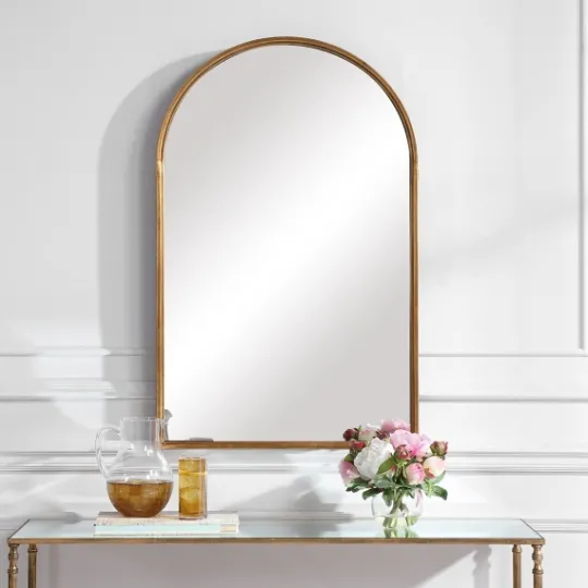 Kirkland's Home Gold Leaf Thin Arch Frame Mirror- Decorative Mirrors