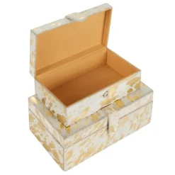 Kirkland's Home Gold Leather Hide Rustic 2-Pc. Box Set- Baskets & Boxes
