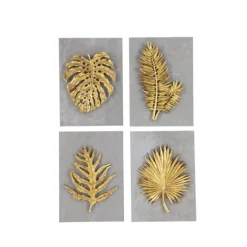 Kirkland's Home Gold Leaves Cement Wall Plaques, Set Of 4- Wall Plaques