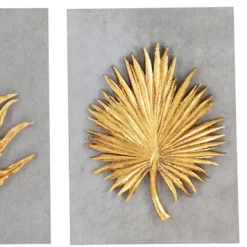 Kirkland's Home Gold Leaves Cement Wall Plaques, Set Of 4- Wall Plaques