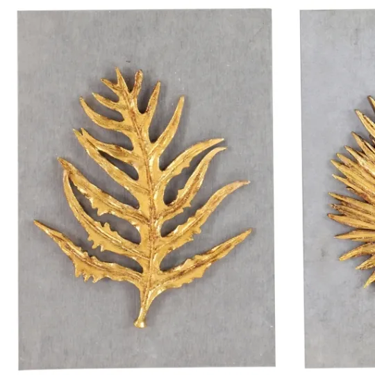 Kirkland's Home Gold Leaves Cement Wall Plaques, Set Of 4- Wall Plaques