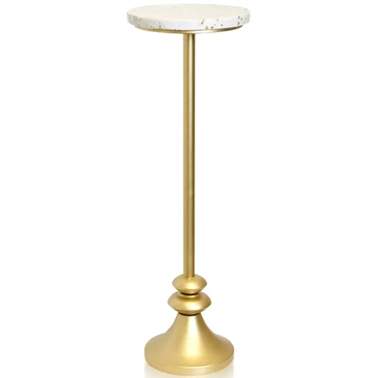 Kirkland's Home Gold Marble Top Pedestal Cocktail Table- Accent & End Tables