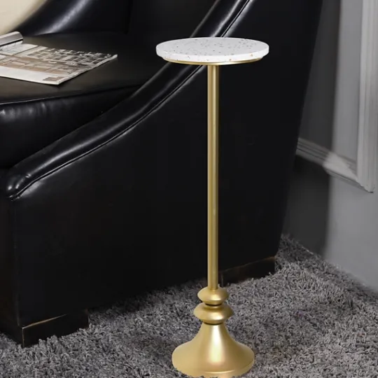Kirkland's Home Gold Marble Top Pedestal Cocktail Table- Accent & End Tables