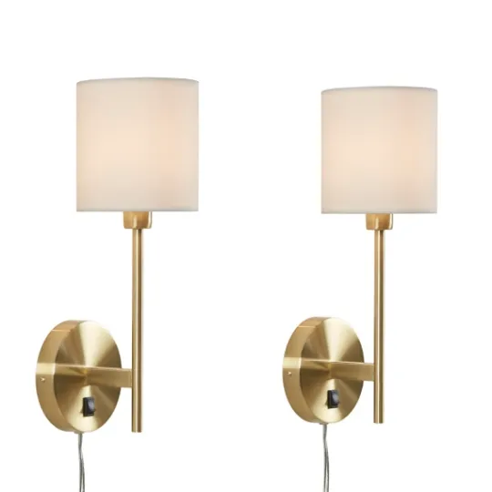 Kirkland's Home Gold Metal & White Shade Wall Sconces, Set Of 2- Sconces