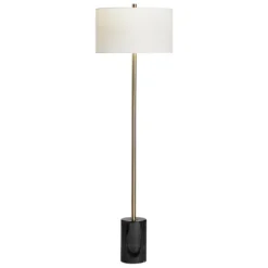 Kirkland's Home Gold Metal And Black Marble Base Floor Lamp- Floor Lamps