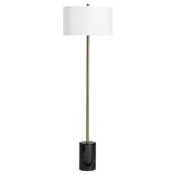 Kirkland's Home Gold Metal And Black Marble Base Floor Lamp- Floor Lamps