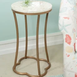 Kirkland's Home Gold Metal And Capiz Shell Top Accent Table- Accent & End Tables